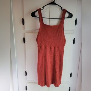 Reformation Janell Ribbed Open Backless Orange Sleevless Mini Dress